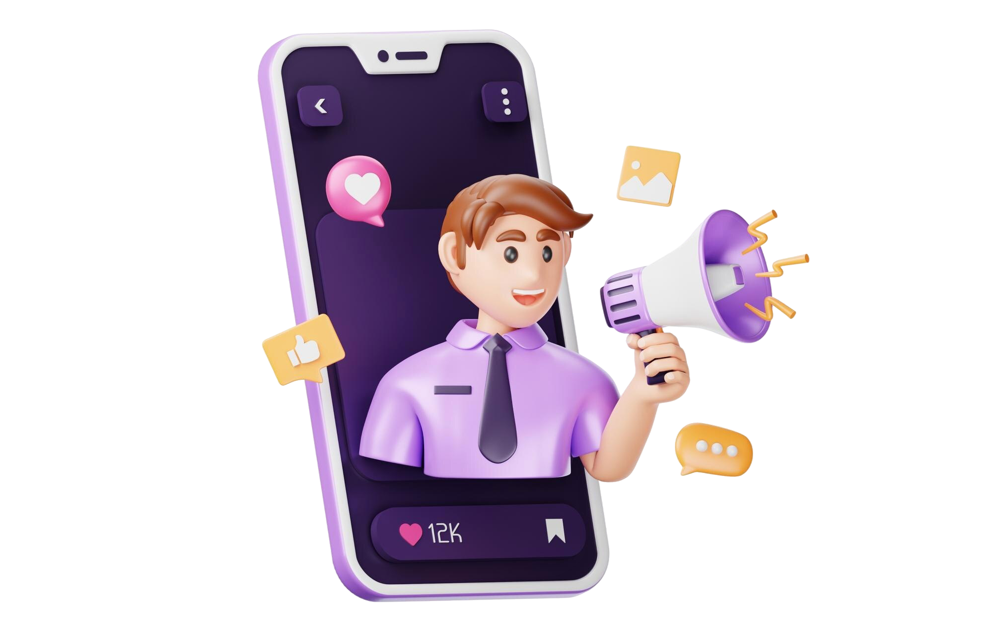 3D illustration of a man using a mobile phone for voice SMS marketing